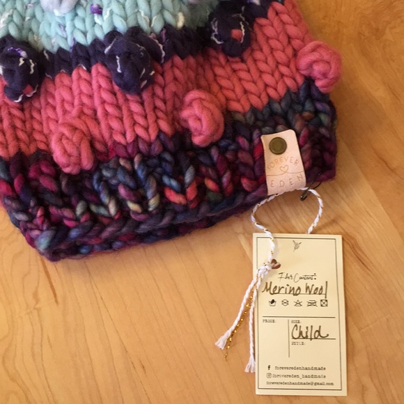 Forever Eden Handmade Merino Wool Toddler Beanie Hat With Faux Fur Pom P… - Picture 5 of 12